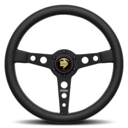 MOMO PROTOTIPO STEERING WHEEL - BLACK LEATHER BLACK SPOKES 350MM