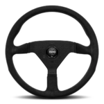 MOMO MONTECARLO STEERING WHEEL - BLACK ALCANTARA BLACK SPOKES 350MM