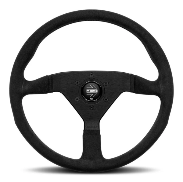 MOMO MONTECARLO STEERING WHEEL - BLACK ALCANTARA BLACK SPOKES 350MM