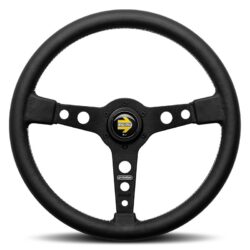 MOMO PROTOTIPO STEERING WHEEL - BLACK LEATHER BLACK SPOKES 370MM