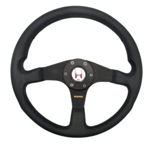 HONDA NSX-R Steering Wheel 350mm Kit - Black Leather Black Spokes Black Stitching