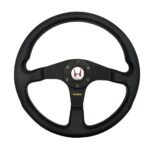 HONDA NSX-R Steering Wheel 350mm Kit - Black Leather Black Spokes Red Stitching