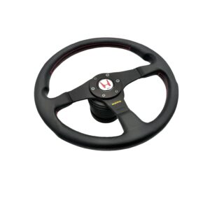 HONDA NSX-R Steering Wheel 350mm Kit - Black Leather Black Spokes Red Stitching