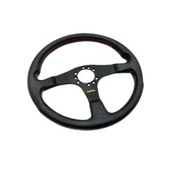 HONDA NSX-R Steering Wheel 350mm Kit - Black Leather Black Spokes Red Stitching