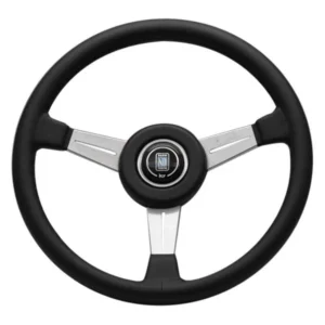 NARDI ND Classic Steering Wheel 360mm - Black Leather / Silver Anodized Spokes / Black Stitching / Black Leather Pad / KBA/ABE Nr. 70122