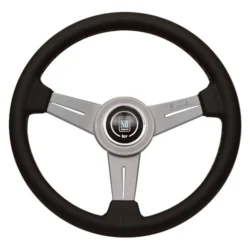 NARDI ND Classic Steering Wheel 340mm - Black Leather / Silver Anodized Spokes / Grey Stitching