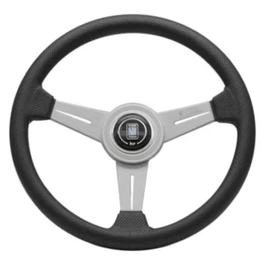 NARDI ND Classic Steering Wheel 340mm - Black Perforated Leather / Silver Anodized Spokes / Grey Stitching