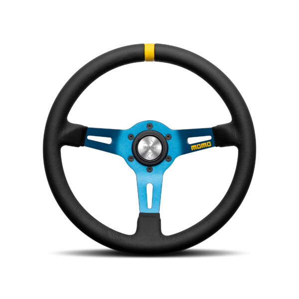 MOMO Mod.08 Racing Steering Wheel 330mm - Black Leather / Blue Spokes