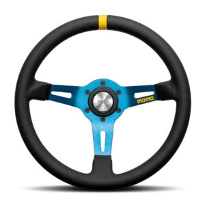 MOMO Mod.08 Racing Steering Wheel 330mm - Black Leather / Blue Spokes