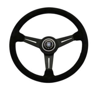 NARDI ND Classic Steering Wheel 360mm - Black Suede : Black Anodized Spokes : Black Stitching