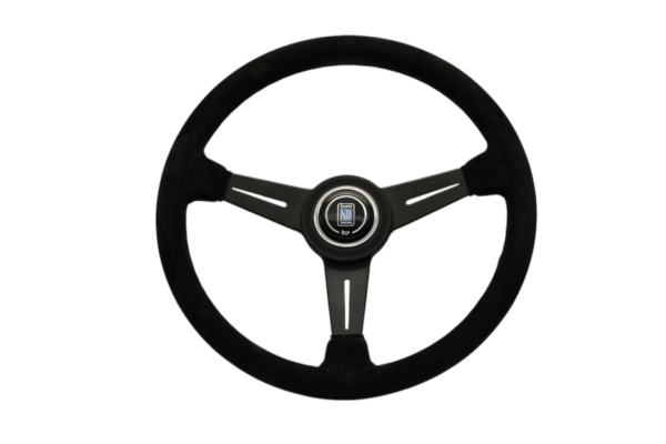 NARDI ND Classic Steering Wheel 360mm - Black Suede : Black Anodized Spokes : Black Stitching