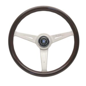 NARDI ND Classic Steering Wheel 360mm - Mahogany Wood / Silver Spokes / Ring With Screws