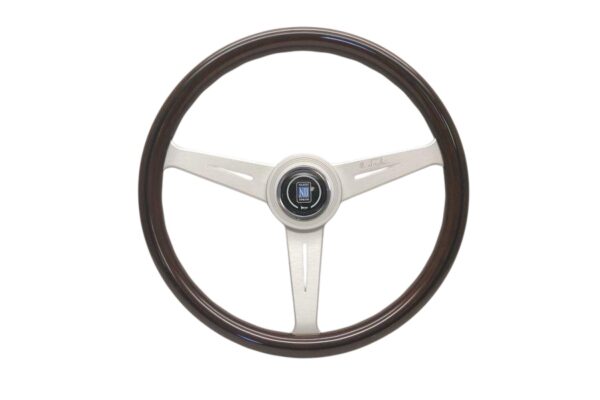 NARDI ND Classic Steering Wheel 360mm - Mahogany Wood / Silver Spokes / Ring With Screws