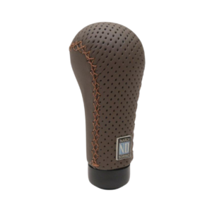 Nardi Prestige Line Shift Knob - Brown Leather / Brown Perforated Leather