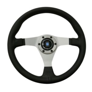 NARDI ND Gara 3/0 Steering Wheel 350mm - Black Leather / Silver Spokes