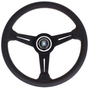 NARDI ND Classic Steering Wheel 330mm - Black Perforated Leather / Black Spokes / Red Stitching