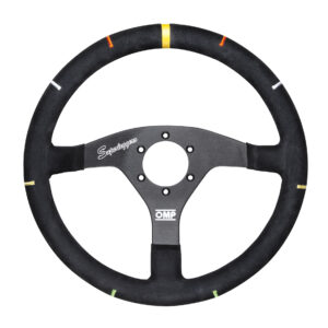 OMP Flat Superleggero Steering Wheel 350mm - Black Suede / Colored Steer / Black Spokes