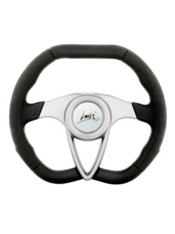 Luisi Auro Black Steering Wheel 350mm - Black Polyurethane / Silver Spokes