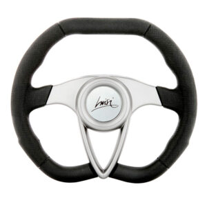 Luisi Auro Black Steering Wheel 350mm - Black Polyurethane / Silver Spokes